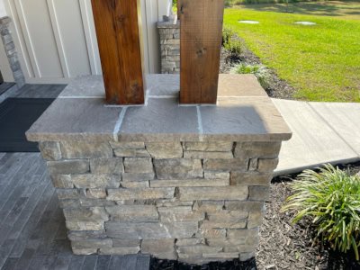Stone Work on Front Porch Post